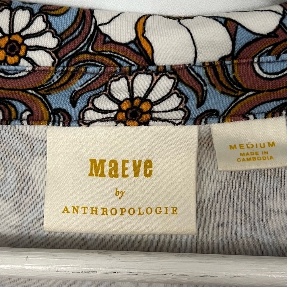 Anthropologie Maeve Ruched Floral Button Front Top Medium - Picture 7 of 9